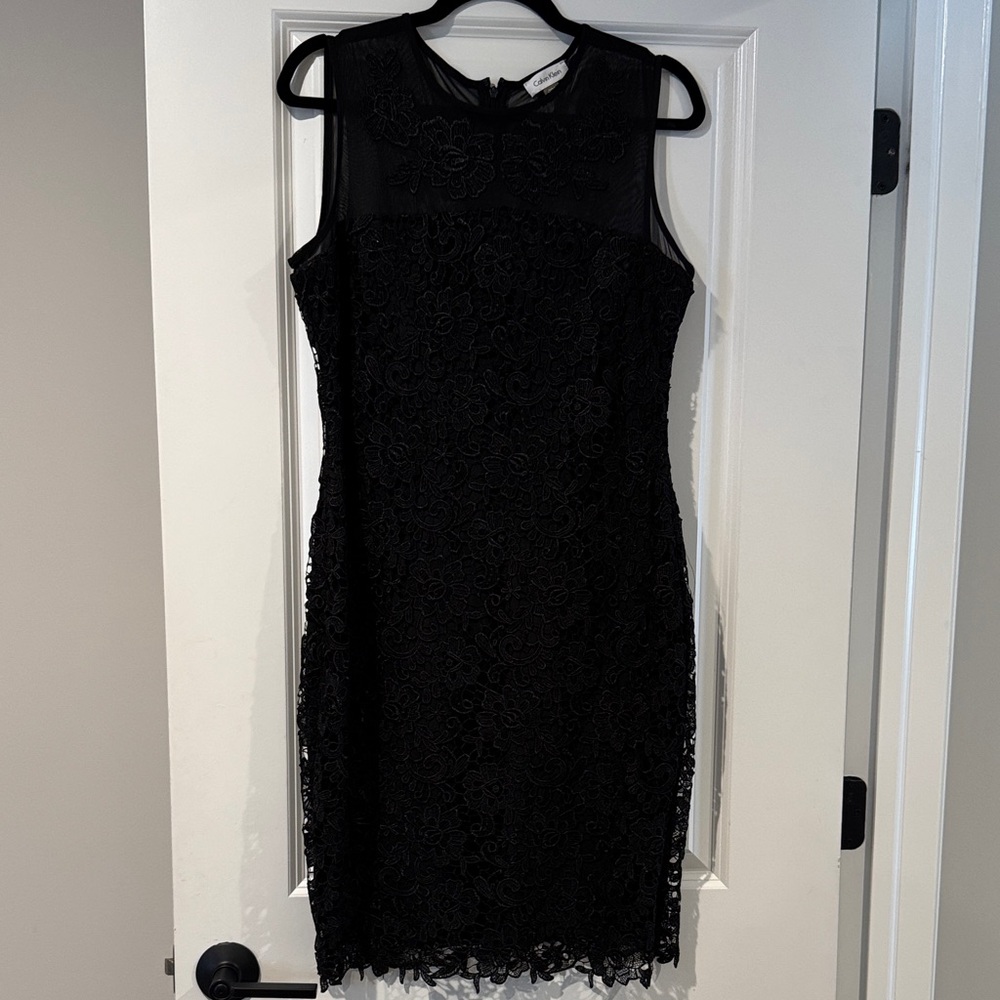 Calvin Klein Black Floral Lace Mini Dress